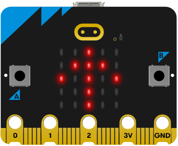 Arrow_N Imagen de la micro:bit que muestra en su matriz de LEDs la imagen de una flecha hacia arriba.